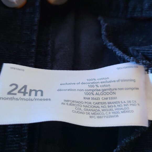 CARTER'S BOY 2 PIECE CHRISTMAS OVERALL SET- BLACK CORDURY + SHIRT SIZE 24 MONTHS - Picture 10 of 14